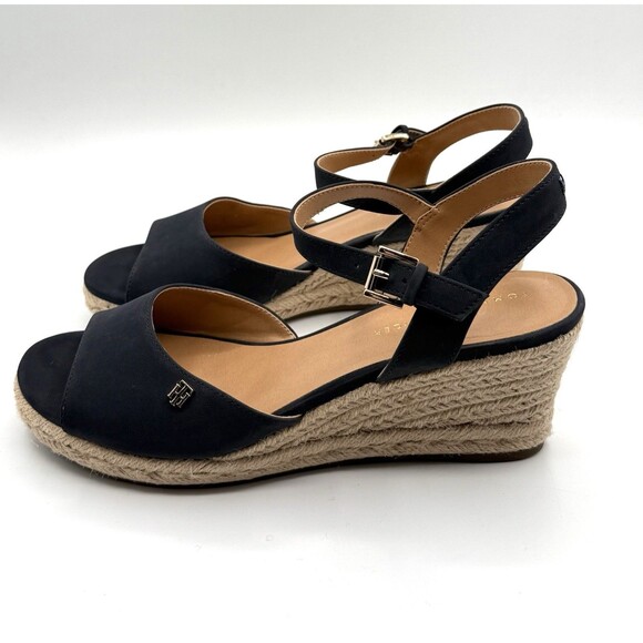 Tommy Hilfiger Gallie Espadrilles Women's Wedges Ankle Buckle Navy Sandals 10M - Picture 3 of 5